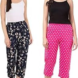 Women�s Capri Nightwear, 3/4 Night Pyjamas for Women, Women's Western Sleepwear, Capri for Women, Printed 3/4 Pyjama, Prints May Vary (Assorted Capri)-image-10