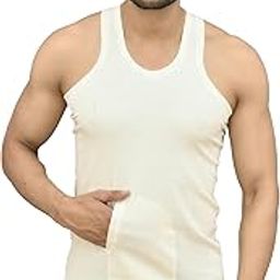 MUSTT OFFWHITE/Cream Interlock Pocket Vest for Men and Boys Pack of 1-image-27