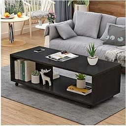 NE Furniture Engineered Wood Center Table with Wheels Rack Storage Organizing Bed Side Fashion Furniture Rolling Coffee Tea Table DIY (Do It Yourself) (80 x 40 x 30 Cm) (Black Wenge)-19