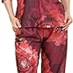 Women Printed V-Neck Top with Trousers-image-1