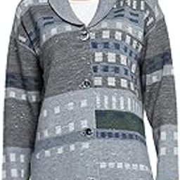 Womens Self Design Grey Collar Neck Full Sleeve Cardigan_1243691CC-1-image-15