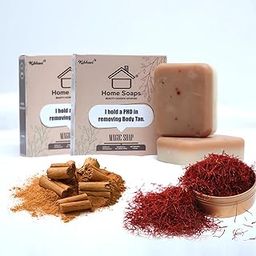 Home Soaps Sandalwood & Saffron Magic Soaps For Bath (100 Gms) | Paraben Free | Chandan & Kesar Bath Soap | Handmade Soaps For Glowing | Skin Brightening Soap For Men & Women (Pack Of 2)-picture-56