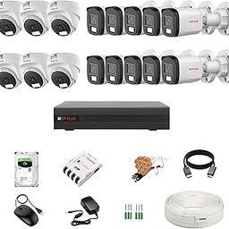 CP Plus illumax 2.4MP 16 CH DVR, 2.4MP 6 Dome & 10 Bullet Cameras [Color Night Vision + Built-in Audio MIC + Smart Dual Light + Motion Detection] + 4TB HDD + 8 CH SMPS 2 Nos + CCTV Cable +BNC/DC-7