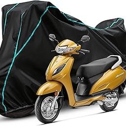 AutoTen - Bike Body Cover Activa 6G Full Body Cover with Waterproof, Dust Proof, UV Rays Protective, Triple Stitching & Lightweight Two Wheeler Covers - (Black with Waterproof Aqua Piping)-17