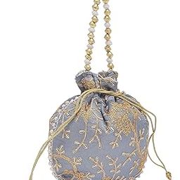 Potli Bags for Ladies & Girls | Women Shagun Pouches for Festive Seasons | Batwa Bag Bridal Purse with Embroidery -Grey-image-95