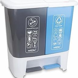 Nayasa 2 In 1 Pedal Bin Bold- 25 Ltr (12.5 L Each) | Wet & Dry Pedal Bin | Plastic Waste Bin/Trash Can | Garbage Dustbin For Home, Kitchen | Blue & Grey-picture-16