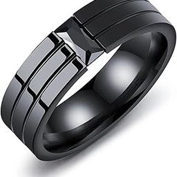 Mens Ring Punk Cool Simple Black CZ Stone Stainless Steel Cubic Zirconia Titanium Plated Ring-picture-3