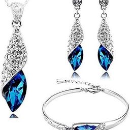 Italian Designer Non Precious Metal Jewellery Set for Women (Blue) (rrsdcmb208)-image-3