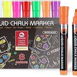 INOG Mobee Chalk Markers Reversible Tip Chalkboard Markers Blackboard Marker for Non Porous Chalk Board Pack of 8 (Set of 8, Multicolor)-23