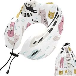 Eionryn Cute Cats Funny Animals Kitten Travel Pillow Cute Kittens Baby Memory Foam Neck Pillow with Travel Bag Soft for Headrest Sleep Airplane Car Travel Home,Office-17
