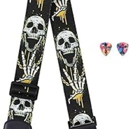 MUSTANG Guitar Strap Skulls With 2 Guitar Picks-image-25