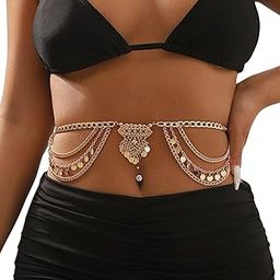 Women's Waist Chain - Stylish Saree Gold Plated Belly Chain Maharani Body Hip Chain for the Waist Ladies Sexy Bikini Jewelry (26-42 In)-image-87
