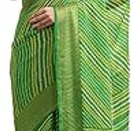 Women's Chiffon Stripes Printed Zari Bordered Saree With Unstitched Blouse Piece (SAVAN)-image-1
