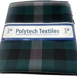 Polytech Textiles Premium Shirting Fabric, Green Checks, Unstitched-image-5