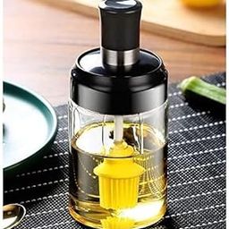 250 ml Glass Oil Dispenser With Basting Brush,Oil Ghee Containers For Kitchen Oil Brush For BBQ Pastry Grill Baking Kitchen Cooking (Pack Of 1),Green-3