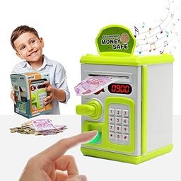 GOOYO Money Bank for Kids with Fingerprint Sensor and 3-Step Safe Password Protection - 3X AA Battery Not Included (Green)-13