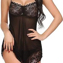 UltraComfy Babydoll Night Dress with G-String Bridal Nightwear Women's Lycra Plain Above Knee Babydoll Nightwear Sexy Dress with G-String-image-2