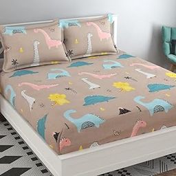 NHD HOME Cotton All Around Elastic Fitted Premium Prints Queen Size Double Bed Bedsheet With 2 Large Pillow Covers Fits Upto Mattress Of 8 Inches,Size-60" X 78" Inches, White & Blue, 180 Tc-picture-11