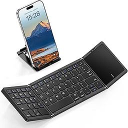 kidopire Foldable Bluetooth Keyboard with Touchpad, Wireless Folding Portable Keyboards with Stand Holder, Ultra Slim Travel Keyboard for Android Windows iOS Tablet, Pocket-Sized, Black-image-78