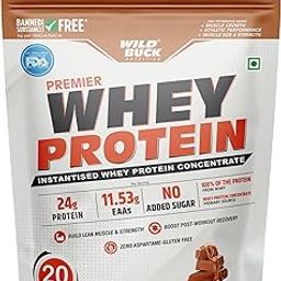 WILD BUCK Premier Whey Protein Concentrate 100%, 24G High Protein, 5.43G Bcaa, 11.53G Eaa & Added Digestive Enzymes For Recovery & Muscle Growth | For Men & Women [1Kg, Caramel Chocolate]-picture-16