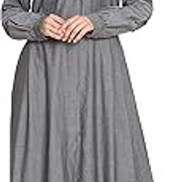 Pin tuck and Bow Front open Denim Grey Jilbab-image-28