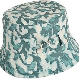 Tie-Dye Bucket Hat Turquoise and White Pattern Adjustable Belt and Buckle Sun Hat Women Travel Cotton Canvas-6