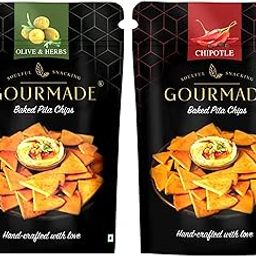 Gourmade Soulful Snacking Pita Chips Olive & Herbs and Chipotle | Baked Pita Bread Chips | Pita Chips Baked, 250g(each Pack 125g) |Dip Starter Chips|Travel Snack|Mediterrianean Pita Bread Chips|Nachos & Tortillas-image-86