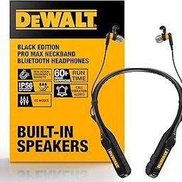 DEWALT Black Limited Edition 2-in-1 Neckband Bluetooth Headphones w/Built-in Speakers, Jobsite Wearable Speaker & Around Neck, Wireless Headset, 60+ Hrs, Hands-Free Music & Calls, Carry Pouch Incl-image-113