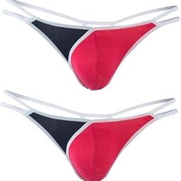 Men's Combo Pack of Naughty Cuts Men's G String Thong Nylon Underwear Dual Back String, red Color, 2 Pcs Combo.-15