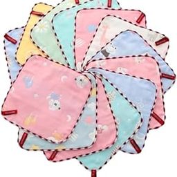 100% Cotton Soft and Super Absorbent Handkerchiefs/Face Towel for Women/Kids/Girls | Set of 12 | (25x25cm/11x11inches) - Multicoloured-46