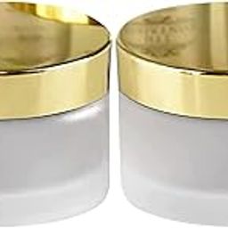 DINEMART PACK OF 2PCS 50 GRAMS FROSTED GLASS JAR with Golden Caps and Inner White Lid 100% LEAK PROOF Refillable Empty Glass Jar/Containers For Cosmetics,Cream,Lip Balms,DIY Skin Care,Beeswax,Beauty-43
