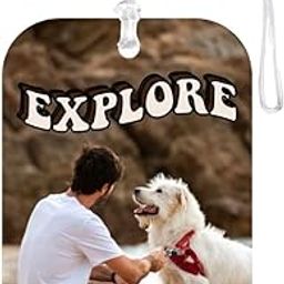 TPJ Handmade Resin Customized Luggage ID Tag with Pet Name Dog Cat Photo, Cute Personalized Travel Bag Identifier Label, Travel Accessories Ideal for Gifting - Sandy Paws Dog & Man Explorer-image-83