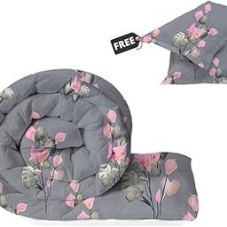 BSB HOME Super Soft Glace Cotton King Size All Season/Mild Winter Comforter Blanket with 2 King Size Matching Free Pillow Covers (Grey & Pink, 90"x100" Inch) -Pack of 3-image-11