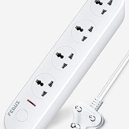 FEDUS Surge Protector, 4 Universal Sockets with Individual Switch, 2 Meter 6.5 Feet Long Cable, Extension Board Cord, Automatic Overload Protection, Fireproof Power Strip Switch Board, Spike Guard-17