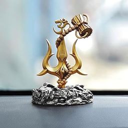 Artyog Trishul with Damru Standing Decorative Showpiece Statue murti for Car Dashboard Pooja, Decoration, Temple, Home Decor-24