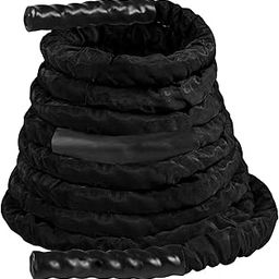 AVON Fitx Battle Rope with Metal Handle Length Battle Rope Workout Training Undulation Rope Fitness Rope Exercise for Men and Women (Black)-image-11