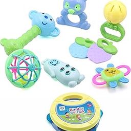Chanak Silicone;Plastic Baby Kinder Rattle Set For 0-6 Months Old Baby, Non-Toxic, 100% Bpa Free, Infant Grab, Spin & Shake Rattles, Colorful Rattles With 8 Pcs, Bis Approved, Multi,Multicolor-image-36