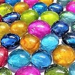OMI Transperant Polished Mixed Color Glass Pebbles, Multi Colors Round 400g (Approx 50 Pieces)-image-91