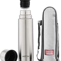 Milton Plain Lid 1000 Thermosteel Water Bottle 1 LTR, 24 Hr Hot and Cold I Leak Proof Lid, ISI Certified I Vacuum Insulated I for Office, Gym, School I Silver-10
