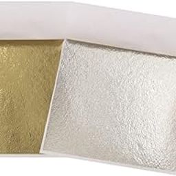 Gold Leaf Sheets, 100 Pcs Antique Gold Imitation Gold Foil &100 Pcs Champagne Silver Gold Leaf for Arts, Paintings, Crafts, Nail, Furniture Decoration-image-8