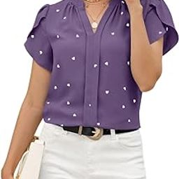 Women’s Cute Bow Print Ruffle Sleeve Blouse – Elegant V-Neck Summer Top – Stylish Casual Sleeveless Shirt for Office, Vacation – Chic Feminine Fashion for Modern Women-image-80