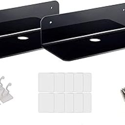 2X Acrylic Floating Wall Rack Small Display Shelf for Wireless Speaker Black-image-48
