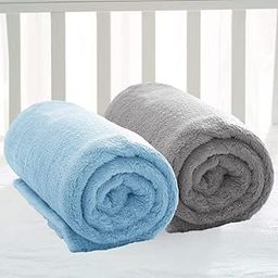 BSB HOME Premium Plush Baby Blanket Wrapper for Girls & Boys| Toddler Blankets - Newborn Blanket, Soft &ÿLightweight, Crib & Stroller| 75x100 cm - Pack of 2 Pcs - Aqua & Grey, Fur| TC - 230-image-28