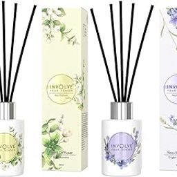 Involve Pura Reed Diffuser Set- English Lavender & Irish Jasmine - 120 ml | Oil Diffuser with Free 10 Reed Sticks | Room Freshener for Home, Bedroom, Living Room & Office | Gifts Set (Pack of 2)-20