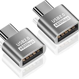 ETZIN USB2.0 to USB C Adapter, (Pack-2) USB Type C Male to USB 2.0 Type A Female Extension Connector Support 480Mbps Data Transfer, OTG Function and Charging for Phone, Laptop, USB Keyboard.-image-20