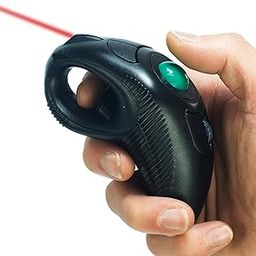 YUMQUA Y-10L Portable Finger Handheld Wireless Built-in Laser Pointer USB Trackball Mouse for Left/ Right Handed Users(Black) Laptop Lovers-14