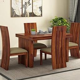 DN Furniture Solid Sheesham Wood Dining Table 4 Seater Dining Table with Chairs | Dining Table Set | Dining Room Furniture | Four Seater Dining Set | 4 Seater | Honey Finish-image-95