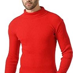 Men Super Warm Wool Solid Full Sleeve High Neck Pullover Skivvy for Winter (Pack of 1) Red-image-5