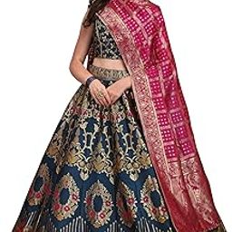 Women's Jacquard Semi-Stitched Lehenga choli-picture-44