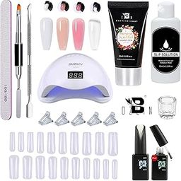 Bozlin Premium Poly Nail Gel Extension Kit UV Nail Art Kit Nail Extension Set (Nude, Pink, White) (Set of 12) (Large, 18, count)-47